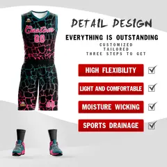 Black Midnight Green-Pink Spotted Graffiti Basketball Jersey 2