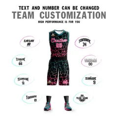 Black Midnight Green-Pink Spotted Graffiti Basketball Jersey 4