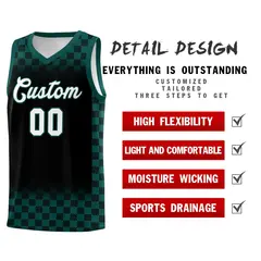 Black Midnight Green Plaid Pattern Basketball Jersey Uniform 2