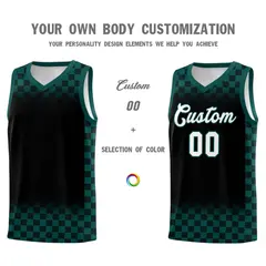 Black Midnight Green Plaid Pattern Basketball Jersey Uniform 3