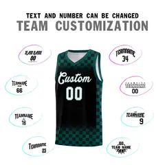 Black Midnight Green Plaid Pattern Basketball Jersey Uniform 4