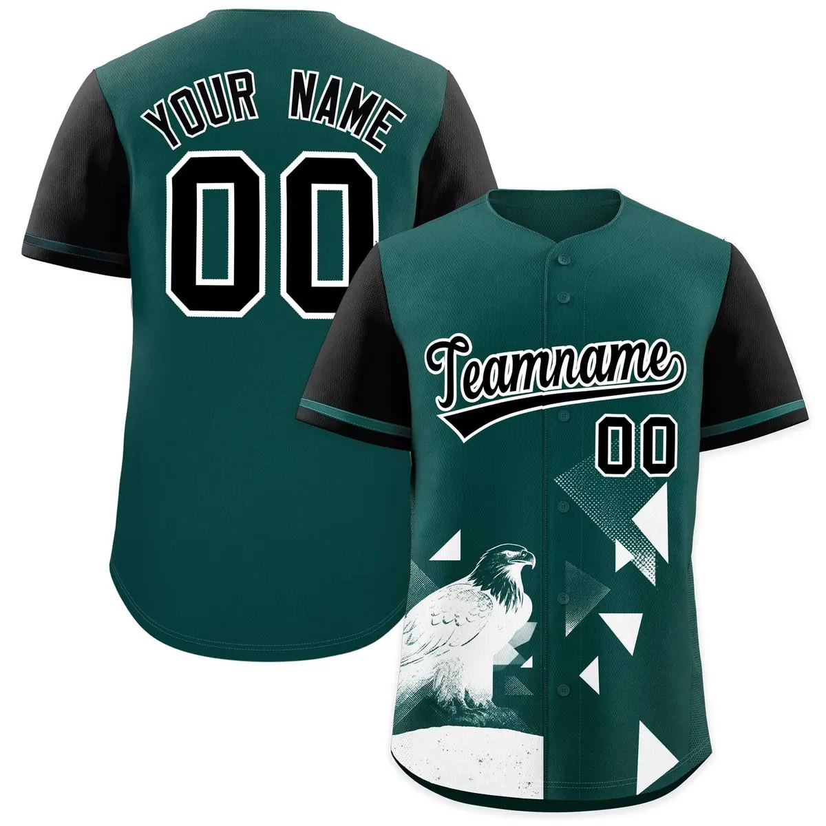 Black Midnight Green Raptor Series Raglan Baseball Jersey