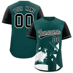 Black Midnight Green Raptor Series Raglan Baseball Jersey 1