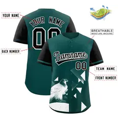Black Midnight Green Raptor Series Raglan Baseball Jersey 2