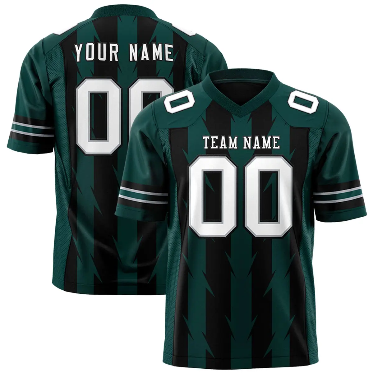Black Midnight Green Razr Stripe Graffiti Flag Football Jersey