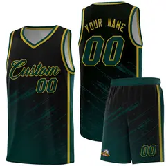 Black Midnight Green Splash Basketball Uniforms for Practice