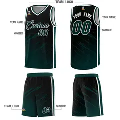 Black Midnight Green Splash Basketball Uniforms for Training 5