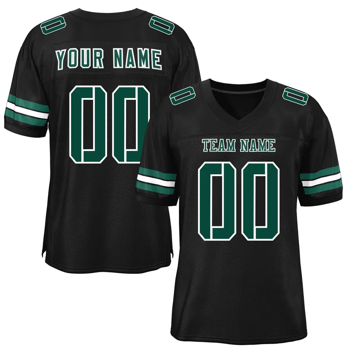 Black Midnight Green-White Classic Mesh Football Jersey