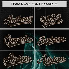 Black Midnight Green White Flame Graffiti Baseball Jersey 3