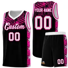 Black Mosaic Stars Pattern Basketball Jersey