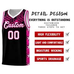 Black Mosaic Stars Pattern Basketball Jersey 2