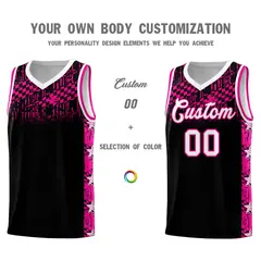 Black Mosaic Stars Pattern Basketball Jersey 3