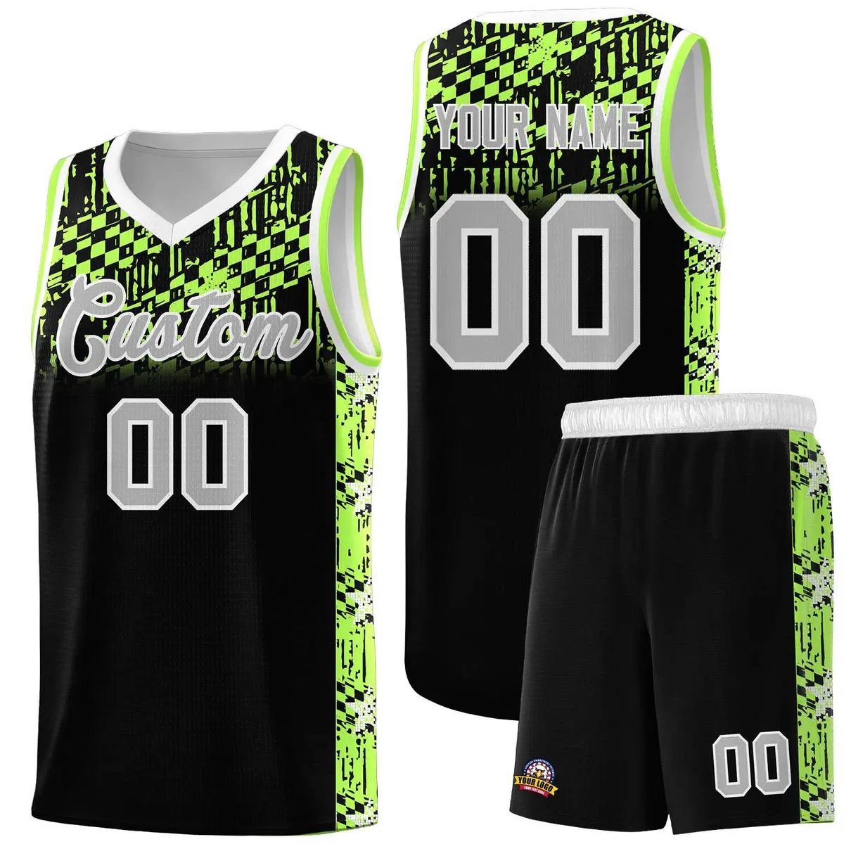 Black Mosaic Stars Pattern Basketball Jersey