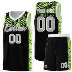 Black Mosaic Stars Pattern Basketball Jersey