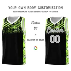 Black Mosaic Stars Pattern Basketball Jersey 3