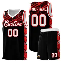 Black Mosaic Stars Pattern Basketball Jersey
