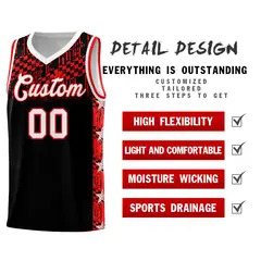 Black Mosaic Stars Pattern Basketball Jersey 2