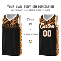 Black Mosaic Stars Pattern Basketball Jersey 3