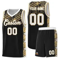 Black Mosaic Stars Pattern Basketball Jersey