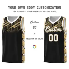Black Mosaic Stars Pattern Basketball Jersey 3