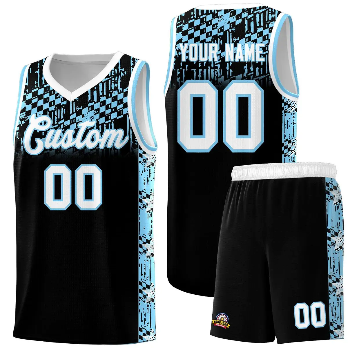 Black Mosaic Stars Pattern Basketball Jersey