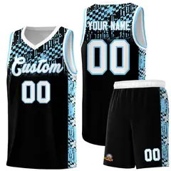 Black Mosaic Stars Pattern Basketball Jersey 1
