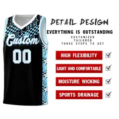 Black Mosaic Stars Pattern Basketball Jersey 2