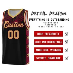 Black Mosaic Stars Pattern Basketball Jersey 2