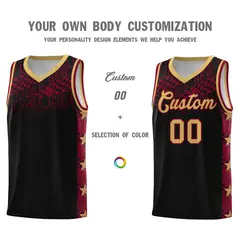 Black Mosaic Stars Pattern Basketball Jersey 3