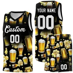 Black National Beer Day Beer Bubble Basketball Jersey
