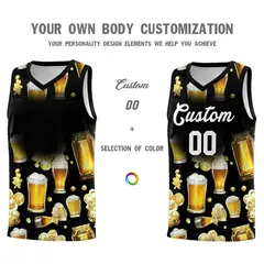 Black National Beer Day Beer Bubble Basketball Jersey 2