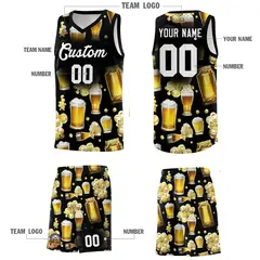 Black National Beer Day Beer Bubble Basketball Jersey 3