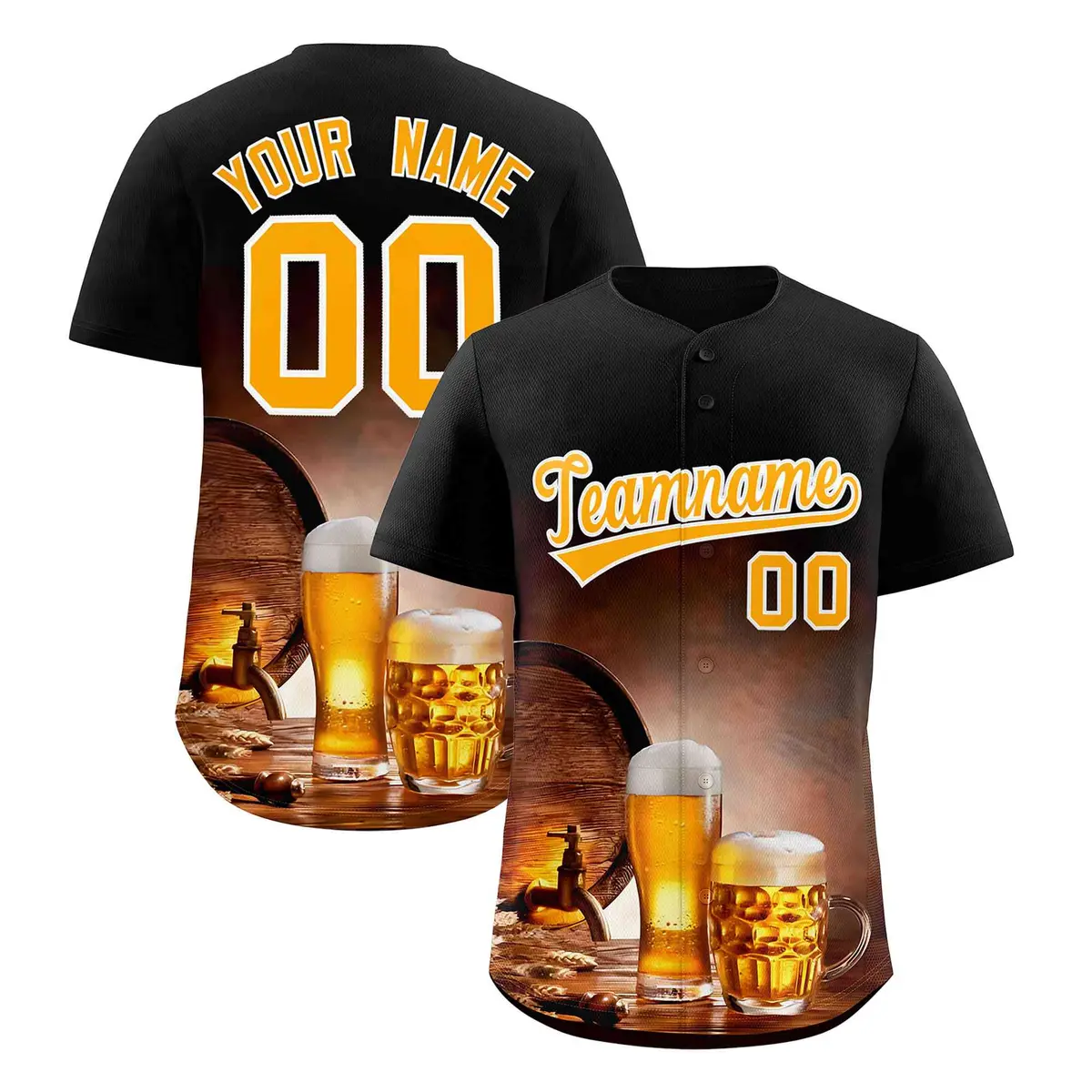 Black National Beer Day Beer Pattern Baseball Jersey