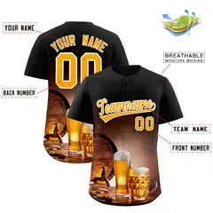 Black National Beer Day Beer Pattern Baseball Jersey 2