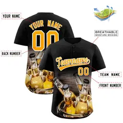 Black National Beer Day Beer Pattern Baseball Jersey 2