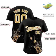 Black National Beer Day Beer Pattern Baseball Jersey 2