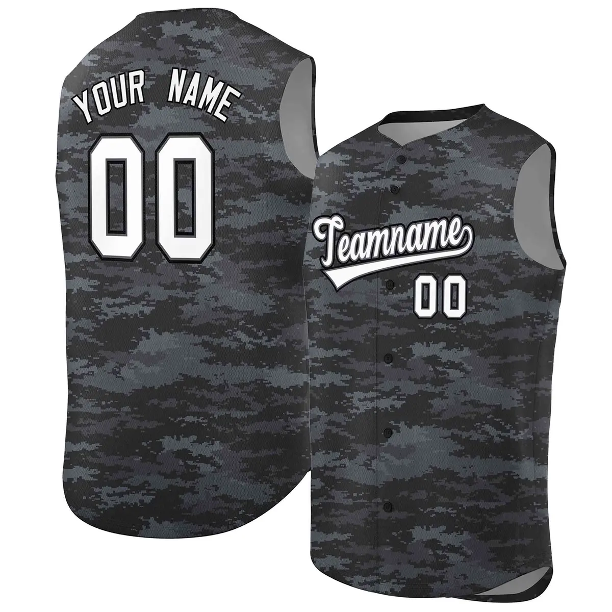 Black Navy Camo Sleeveless Baseball Jersey