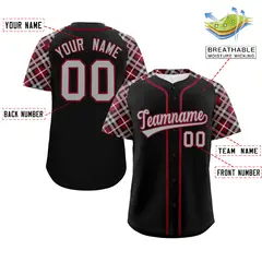 Black Navy Crimson Raglan Sleeves Authentic Baseball Jersey 2