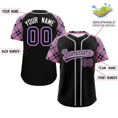 Black Navy Pink Raglan Sleeves Authentic Baseball Jersey 2