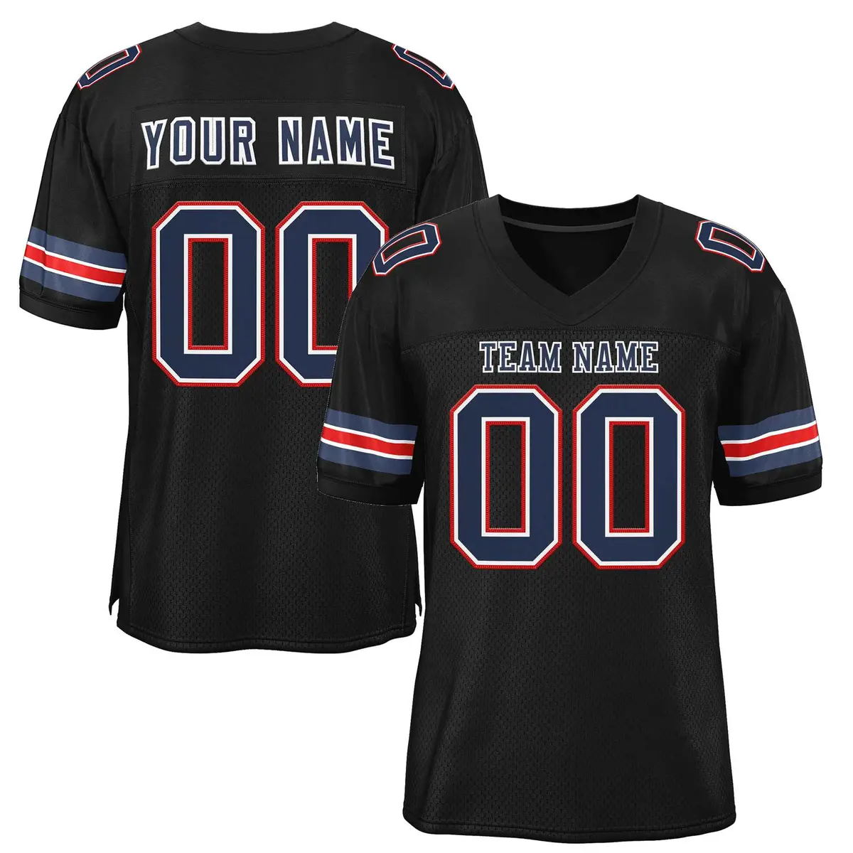 Black Navy-White Classic Style Football Jersey