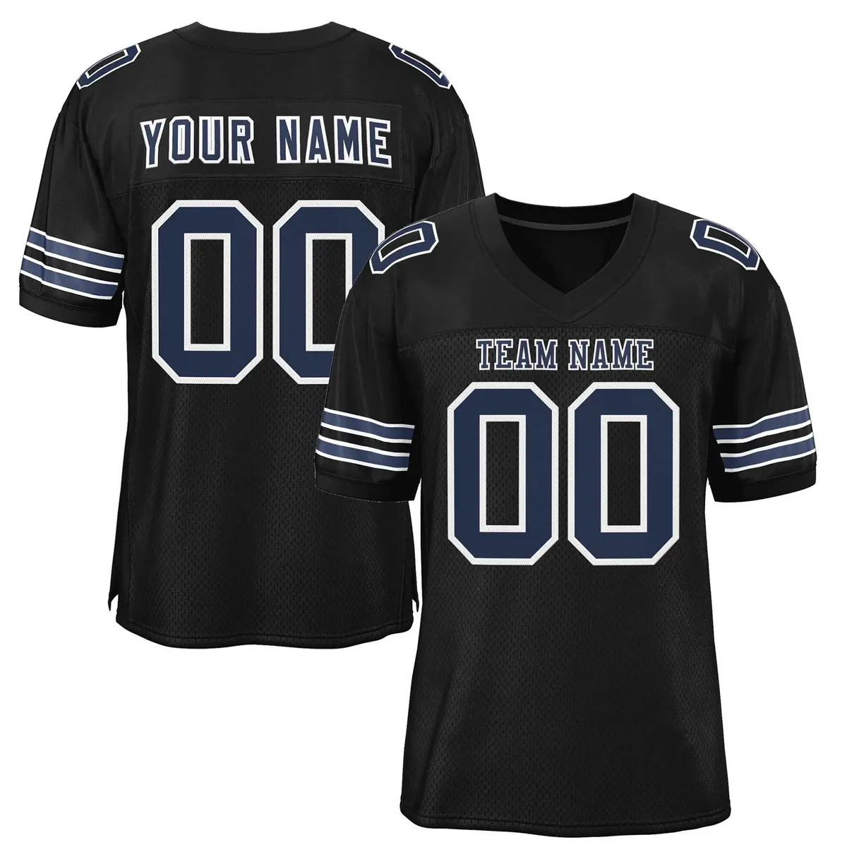 Black Navy-White Classic Style Football Jersey