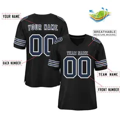 Black Navy-White Classic Style Football Jersey 2