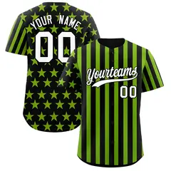 Black Neon Green American Flag Graffiti Baseball Jersey