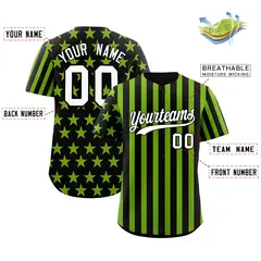 Black Neon Green American Flag Graffiti Baseball Jersey 2
