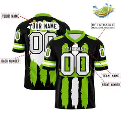 Black Neon Green and White Graffiti Flag Football Jersey 2