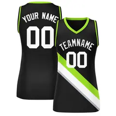 Women's Black Neon Green-Black Slash Mesh Basketball Jersey 1