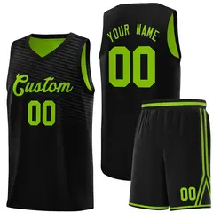 Black Neon Green Chest Slash Pattern Basketball Jersey