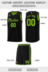 Black Neon Green Chest Slash Pattern Basketball Jersey 2
