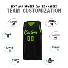 Black Neon Green Chest Slash Pattern Basketball Jersey 3