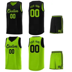 Black Neon Green Chest Slash Pattern Basketball Jersey 4